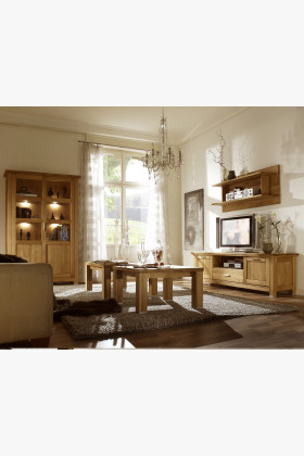 Wohnwand aus massiver Eiche naturfarben, massivholz Wohnzimmermöbel